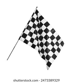 Uma bandeira de acabamento quadriculada isolada em branco