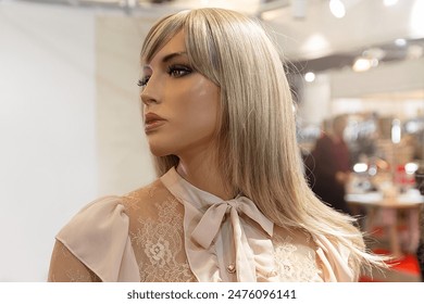 Ženstvene manekene u izlogu. Ženske manekenke. Dummy. Lutka, igračka, realističan ljudski model