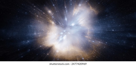 Star Trek. Space travel at the speed of light. Abstract background. Big space explosion. Elements of this image furnished by NASA.