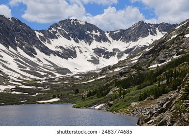 felső kék tó víztározó egy napsütéses nyári napon a kék mesa vadonban a sziklás hegyekben Breckenridge közelében, Colorado
