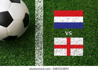Partita di calcio Olanda vs Inghilterra; competizione europea di calcio