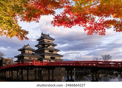 Matsumoto castle or Black Crow Castle is one of the most famous landmark in Matsumoto,Nagano,Japan.
This scene is in autumn during sunset.