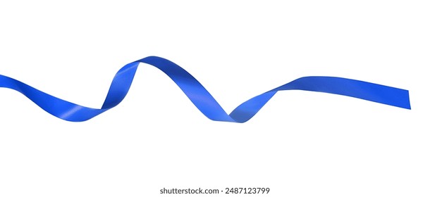 Uma fita de cetim azul isolada no branco