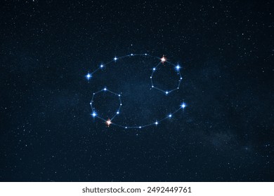 Sternzeichen Krebs am sternenklaren Nachthimmel. Astrologie, Konzept