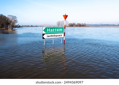Hattem Haven IJssel Hoog Water Blauwe Lucht Drone. Fotografie de înaltă calitate