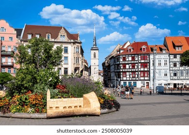 Domplatz v Erfurtu, Turingija, Nemčija