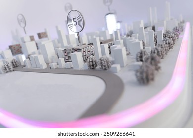3D gradska zgrada futuristička arhitektonska pozadina modela, bijela siva, budući gradski pejzaž.
