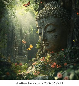เศียรพระพุทธรูปในป่าใหญ่