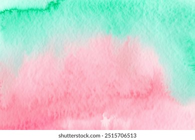 Abstract watercolor background with pink and green shades.