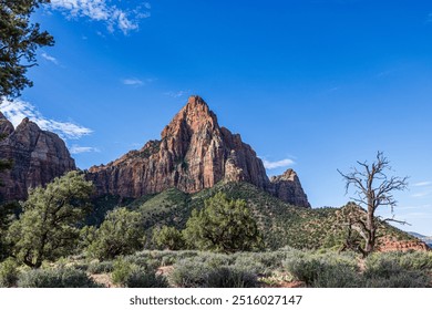 A majestosa formação Watchman no Parque Nacional de Zion.