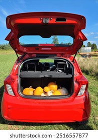 dovleci în camionul unui hatchback roșu