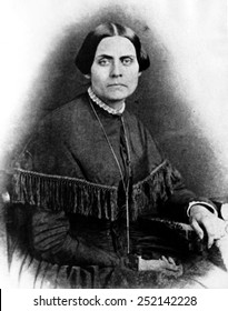Susan B. Anthony (1820-1906), líder estadounidense de derechos civiles, alrededor de 1860