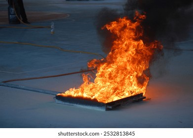 El fuego que ardía dentro del marco rectangular.