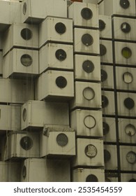 Detalle de la Torre Cápsula Nagakin en Tokio