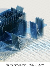 Ein Haufen Glas 3D-Modell Reflexion Glasmorphismus
