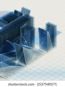 Ein Haufen Glas 3D-Modell Reflexion Glasmorphismus
