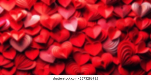 Hiasan Latar Belakang Corak Cinta Hati Hari Valentine Merah. Kertas Dinding Sepanduk Seni Fesyen Acara 14 Februari Perkahwinan Romantik Berwarna-warni Blur Latar Belakang Bokeh Tekstur Gembira Valentine yang Cantik