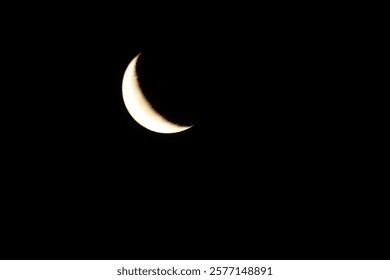 Closeup of Crescent Moon and Venus as seen on 25.01.2025 morning before sunrise in Karnal, India.