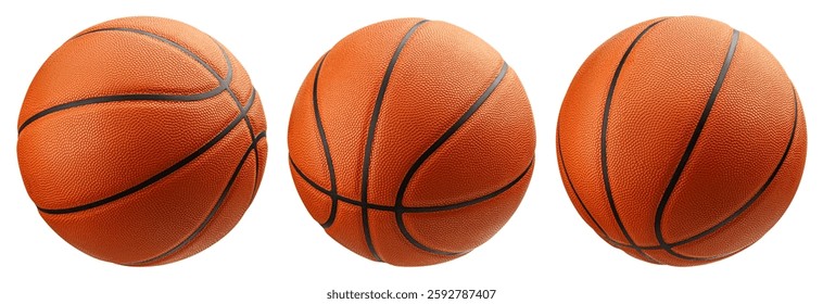 Balón de baloncesto aislado sobre fondo blanco, trazado de recorte, profundidad de campo completa