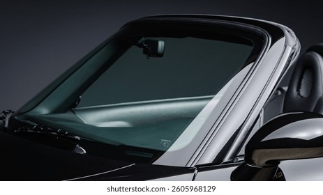 Windshield on a black car