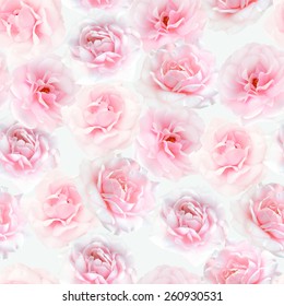たくさんのピンクの自然なバラのシームレスな背景。ノスタルジックなバラのエンドレス パターン。