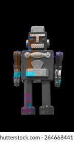 Coleccionar, futuro, divertido, máquina, tecnología, retro, juguete, futurista, ciencia, vintage, robot, mecánico, antiguo, infancia, robótica, ficción, jugar, antena, juego, metal, clásico, mecanismo de relojería, niño, colorido