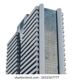 White tower office building isolated on white background with clipping path