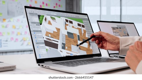 3D CAD 모델을 활용하여 부동산을 리모델링하는 수석 인테리어 디자이너.