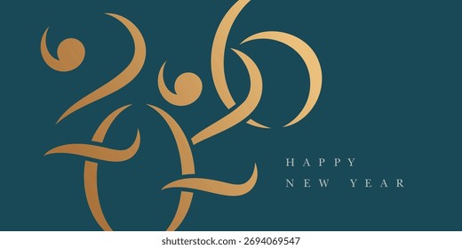 Message de bonne année. Logo 2026. Concept abstrait de vœux pour la nouvelle année. Illustration vectorielle. Écriture manuscrite.