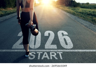 Sportowiec, który chce rozpocząć rok 2026. Koncepcja nowych osiągnięć zawodowych i sukcesów w nowym roku 2026. Nowy Rok 2026 z nowymi ambicjami, wyzwaniami, planami, celami i wizjami.