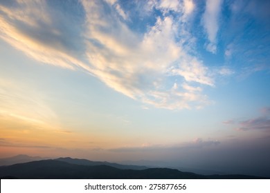 Beautiful sunset and evening sky with clouds for background.