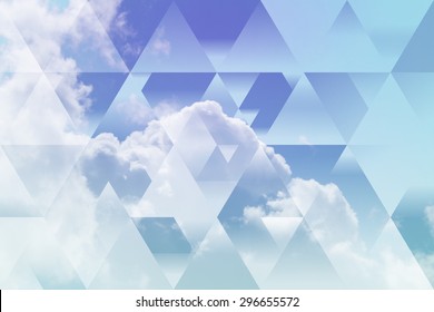 抽象的な空の幾何学的な背景、積雲の雲。多角形の雲景の背景。サマータイム