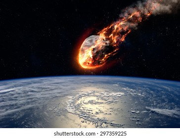 Een meteoor die gloeit als hij de atmosfeer van de aarde binnenkomt. Elementen van deze afbeelding geleverd door NASA