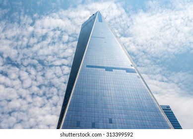 NEW YORK - JULY 13: Freedom Tower (1 WTC) in Manhattan on July 13, 2015. One World Trade Center is the tallest building in the Western Hemisphere and the third-tallest building in the world.