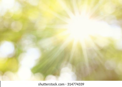 Cielo dorado salpicando luz en el concepto de esperanza abstracto fondo borroso de la naturaleza con salpicaduras de sol y hojas de oro para el mes de Ramadán
