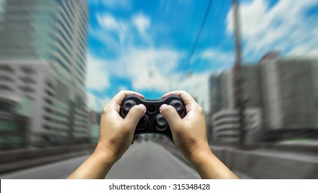 abstrakt Aktioun Hand Kontroll Racing mat Spill Joystick