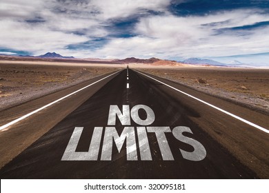No Limits written on desert road