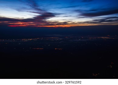 City light at dawn