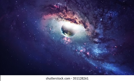 Universe scene with planets, stars and galaxies in outer space showing the beauty of space exploration. Elements furnished by NASA