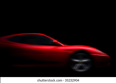 黒地に美しい赤いスポーツカー