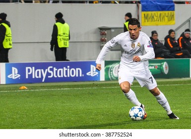 LVIV, UKRAINE - NOVEMBER, 25: Cristiano Ronaldo of FC Real Madrid during the match of UEFA Champions League against FC Shakhtar at the Arena Lviv stadium on November 25, 2015 in Lviv, Ukraine.