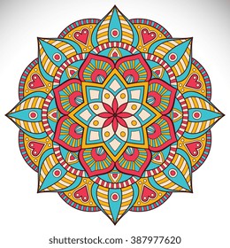 Mandala floral. Éléments décoratifs vintage. Motif oriental, illustration vectorielle. Motifs islamiques, arabes, indiens, turcs, pakistanais, chinois et ottomans.