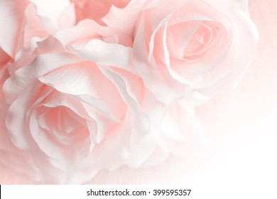 背景に柔らかいスタイルの甘い色の生地のバラ