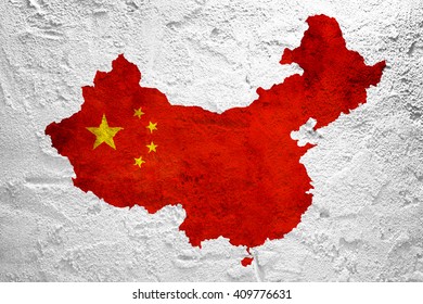 Flagge der Volksrepublik China auf eine Wandtextur gemalt