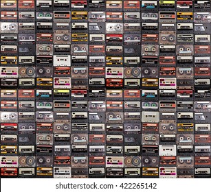 Bộ sưu tập băng cassette âm thanh khổng lồ. Nền âm nhạc cổ điển