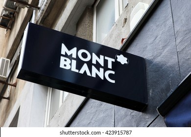 Mont Blanc brand logo editorial image. Illustration of corporate