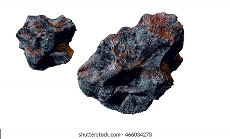 vliegende asteroïde, meteoriet. isoleren. 3D-weergave