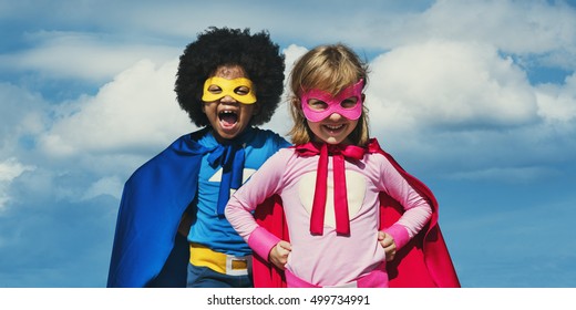 Kids Playing Fun Freedom Costume Concept