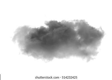 Single black cloud isolated on white background and texture. Ink spot or cigarette smoke cloud, Rorschach test