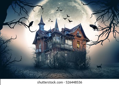 Haunted House met Dark Horror-sfeer. Haunted Scene House.